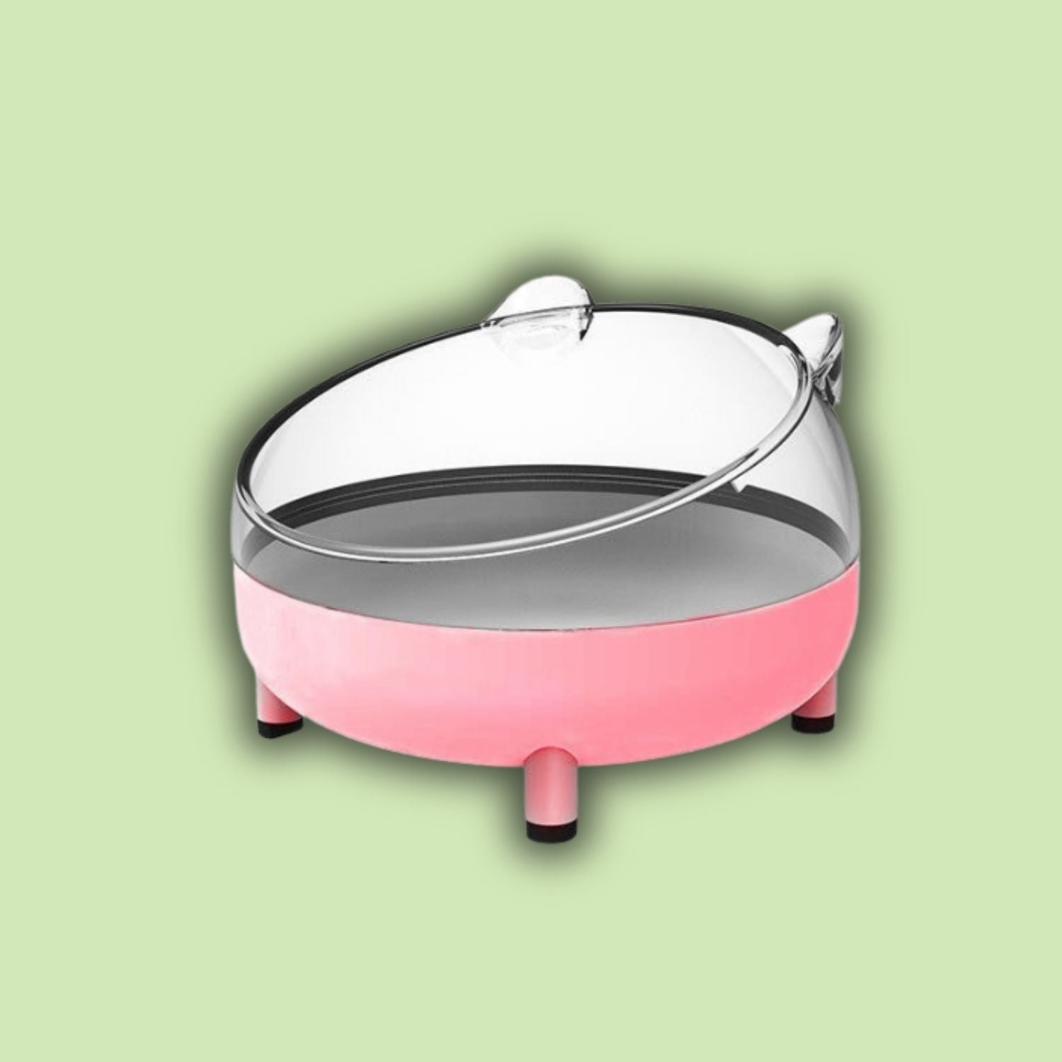 Hamster Antikantel Rijstkom roze voerbak met transparante deksel